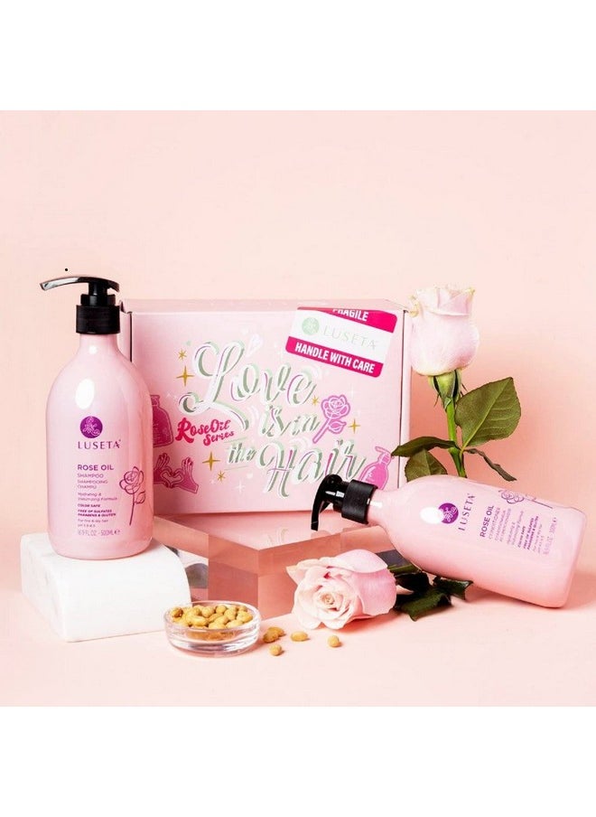 Luseta Rose Oil Shampoo and Conditioner for Volumizing & Hydrating - Color safe, gluten-free, sulfate-free, paraben-free, cruelty free and Vegan