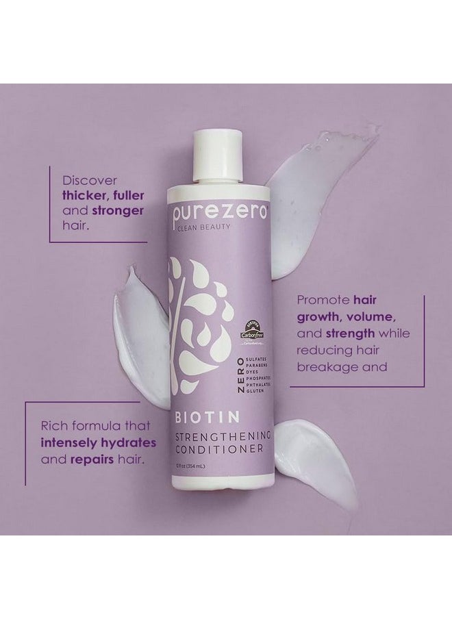 Purezero Biotin Shampoo & Conditioner set - Anti Thinning Formula - Volumizing, Thicker, Fuller Hair - Zero Sulfates, Parabens, Dyes, Gluten - 100% Vegan & Cruelty Free - Great For Color Treated Hair