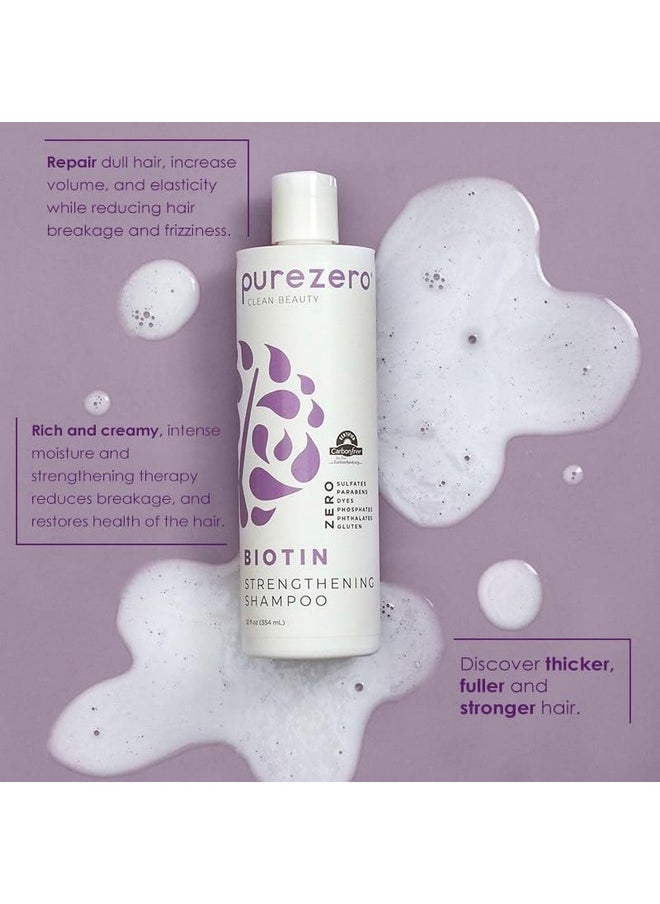 Purezero Biotin Shampoo & Conditioner set - Anti Thinning Formula - Volumizing, Thicker, Fuller Hair - Zero Sulfates, Parabens, Dyes, Gluten - 100% Vegan & Cruelty Free - Great For Color Treated Hair