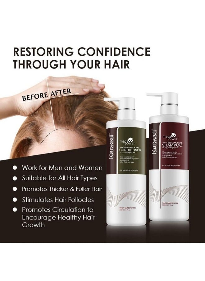 Karseell Hair Repair Set with Shampoo, Conditioner, and Maca Collagen Mask Plus Argan Oil for Dry Damaged Hair (52.39 fl oz), Multipack