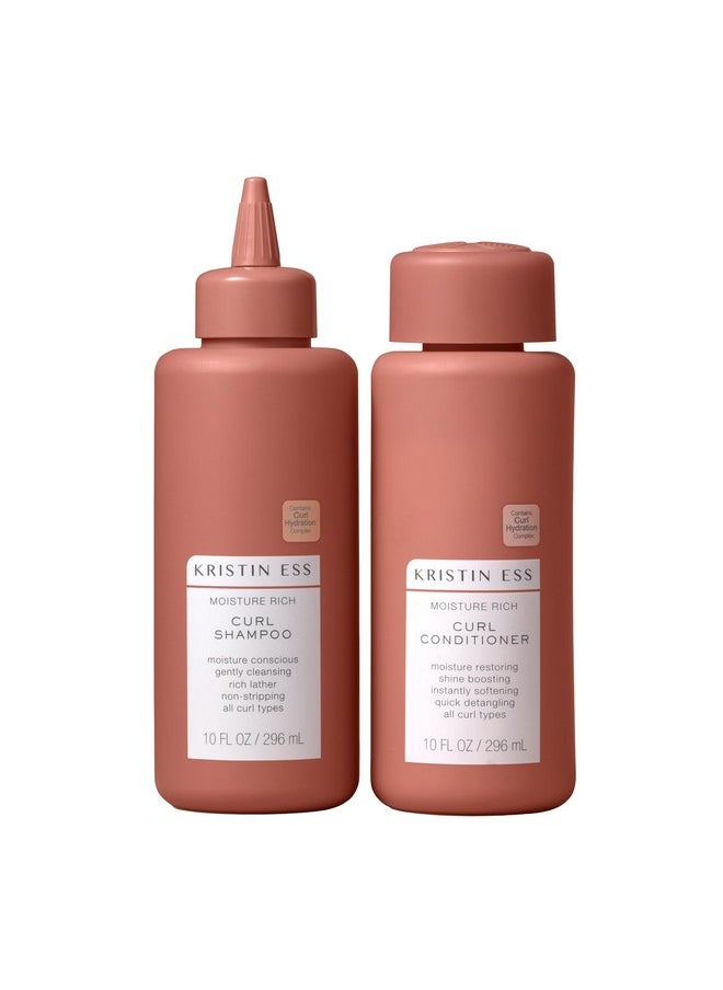 Kristin Ess Hair Curl Shea Butter Shampoo and Conditioner Set for Curly Hair Bounce + Shine - Anti Frizz Moisture + Deep - Clean + Vegan Product for All Curls 2A-4C