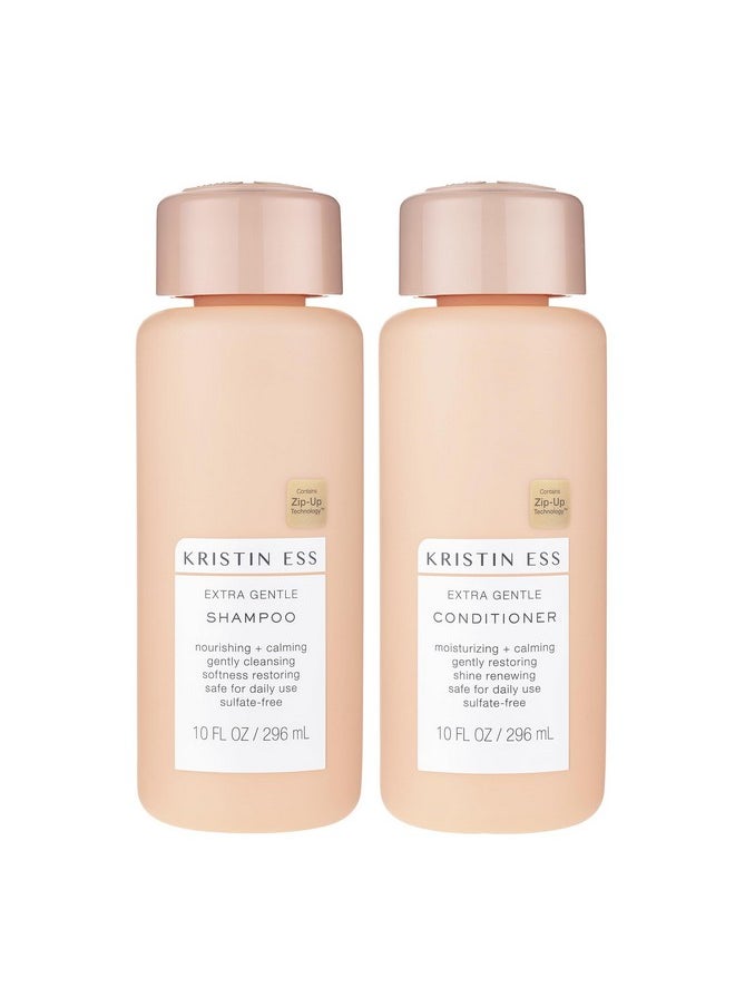 Kristin Ess Hair Extra Gentle Shampoo + Conditioner Bundle - Sensitive Skin + Scalp, Cleanses, Nourishing + Calming, Hydrating Conditioner, Vegan, Sulfate Free, Color Safe + Keratin Safe, 2 Piece Set