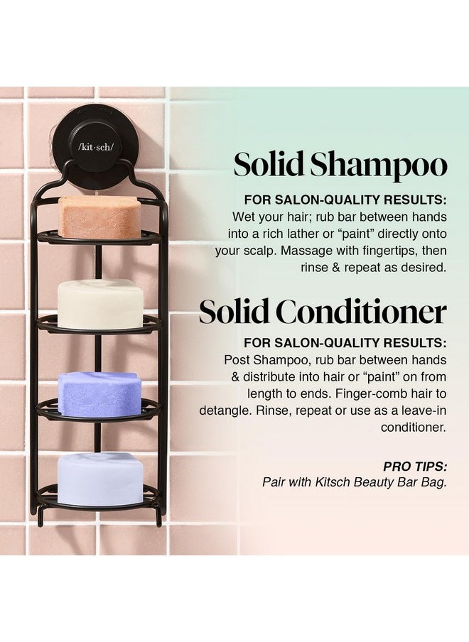 Kitsch 4pc Sampler Solid Shampoo and Conditioner Bar Set - Rice Bar Shampoo and Conditioner Bar, Growth, Castor Oil Shampoo Bar & Coconut Oil Deep-Moisturizing Hair Conditioner Bar, Zero Waste