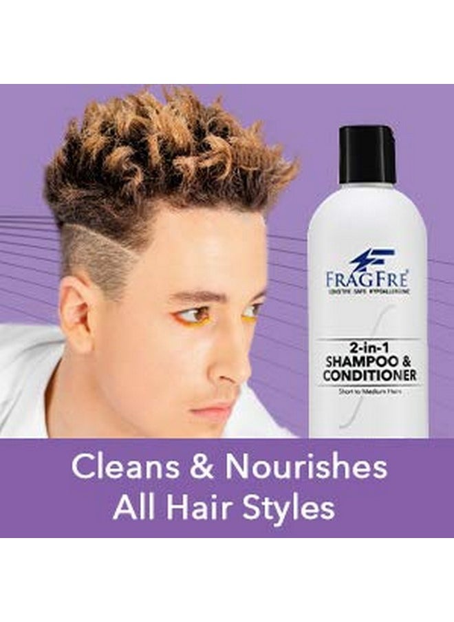 FRAGFRE 2 in 1 Shampoo and Conditioner 12 oz - Fragrance Free Conditioning Shampoo for Short to Medium Hairs - Color Safe Wash and Go - Sulfate Free Cleansing Conditioner for Sensitive Scalps (1 Pack)