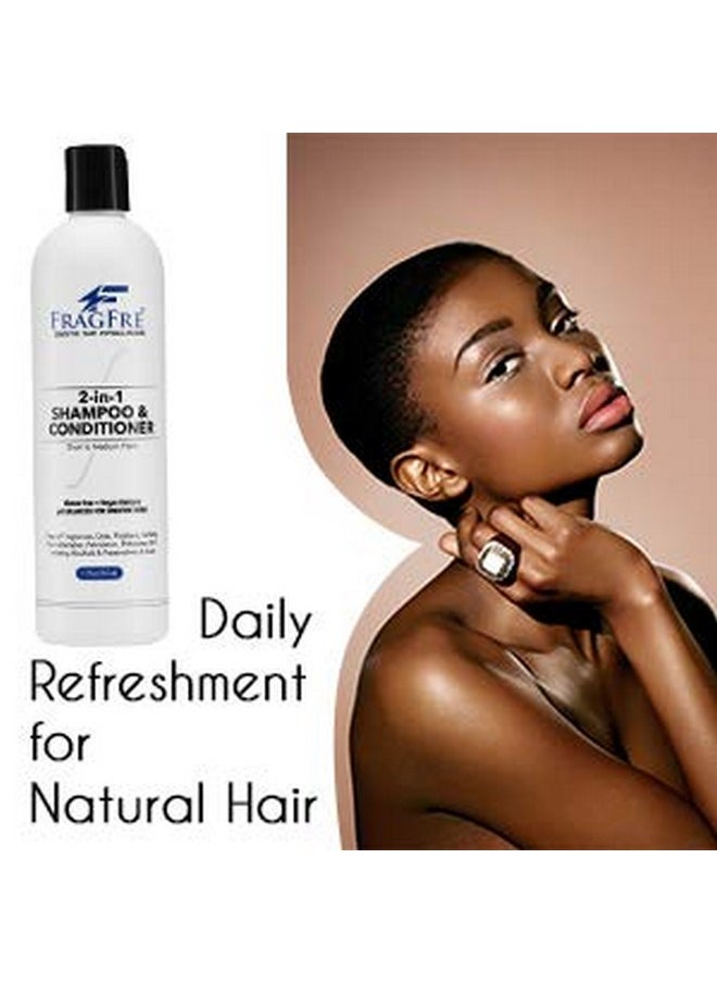 FRAGFRE 2 in 1 Shampoo and Conditioner 12 oz - Fragrance Free Conditioning Shampoo for Short to Medium Hairs - Color Safe Wash and Go - Sulfate Free Cleansing Conditioner for Sensitive Scalps (1 Pack)