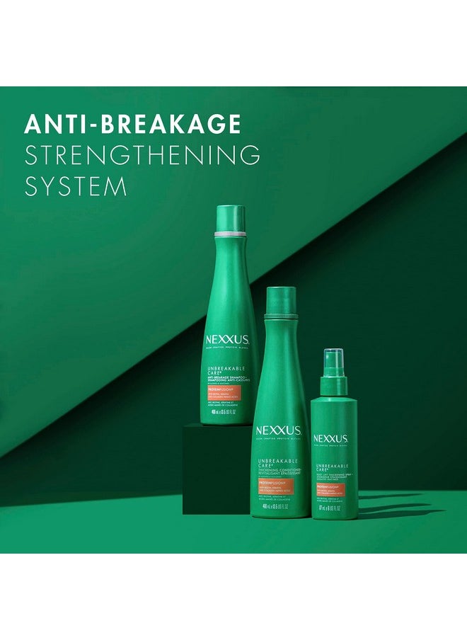 Nexxus Unbreakable Care Shampoo, Conditioner, and Leave-In Spray 3 Pack For Fine and Thin Hair with Keratin, Collagen, Biotin