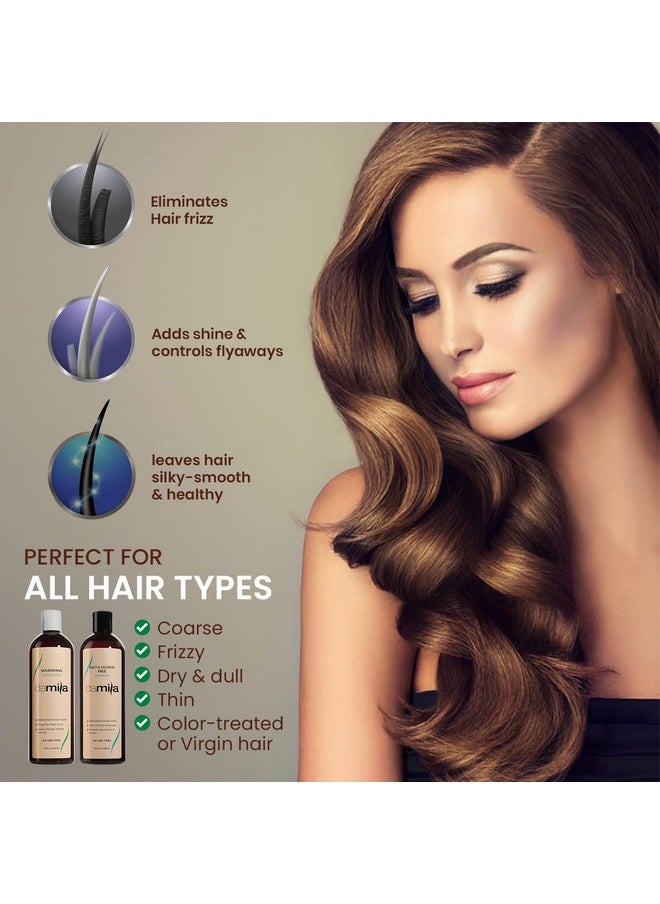 Damila Salt & Sulfate Free Shampoo & Conditioner for Keratin and Color Treated Hair - Professional Keratin Value Pack for Damaged, Frizzy, Curly, Dry & Thin Hair - Shampoo Sin Sal - 16.9 Fl Oz