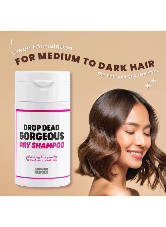 Handmade Heroes Non Aerosol Dry Shampoo Volume Powder | 1.8oz | 100% Natural & Vegan | For Dark Hair & Brunette Hair