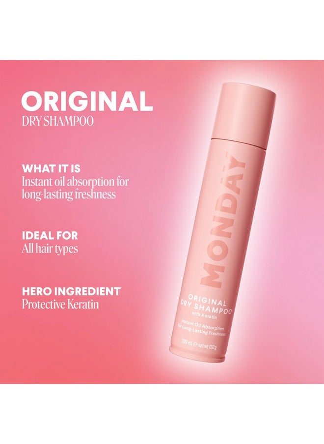 MONDAY HAIRCARE Dry Shampoo Original 6.7oz, Freshens Hair, Absorbs Oil, Nourishes with Keratin, Protects Hair