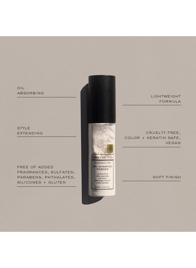 Kristin Ess Hair Dry Shampoo Non-Aerosol Powder for Oily Hair - Mattifying, Style Extending, Fragrance Free, Dry Shampoo for Men and Women, Easily Blended, Lightweight Formula, Vegan, 1.3 oz