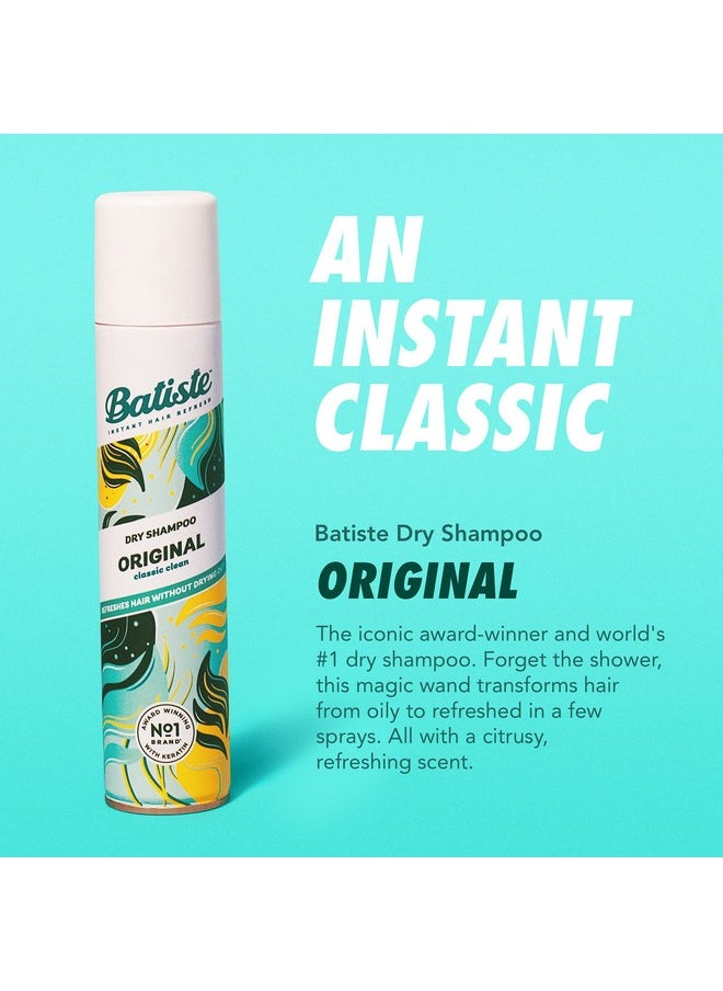 Batiste Dry Shampoo, Original Fragrance, Refresh Hair and Absorb Oil Between Washes, Waterless Shampoo for Added Hair Texture and Body, 6.35 OZ Dry Shampoo Bottle