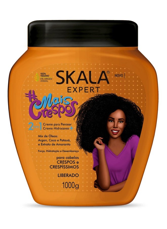 SKALA Mais Crespos Super Curly Hair Type 4ABC - Hydrate , Eliminate Frizz 2 IN 1 Conditioning Treatment Cream and Cream To Comb 35.2oz