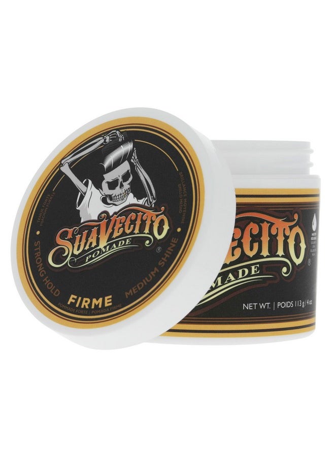 Suavecito Pomade Firme (Strong) Hold 4 Oz, 1 Pack - Strong Hold Hair Pomade For Men - Medium Shine Water Based Flake Free Hair Gel - Easy To Wash Out - All Day Hold For All Hair Styles
