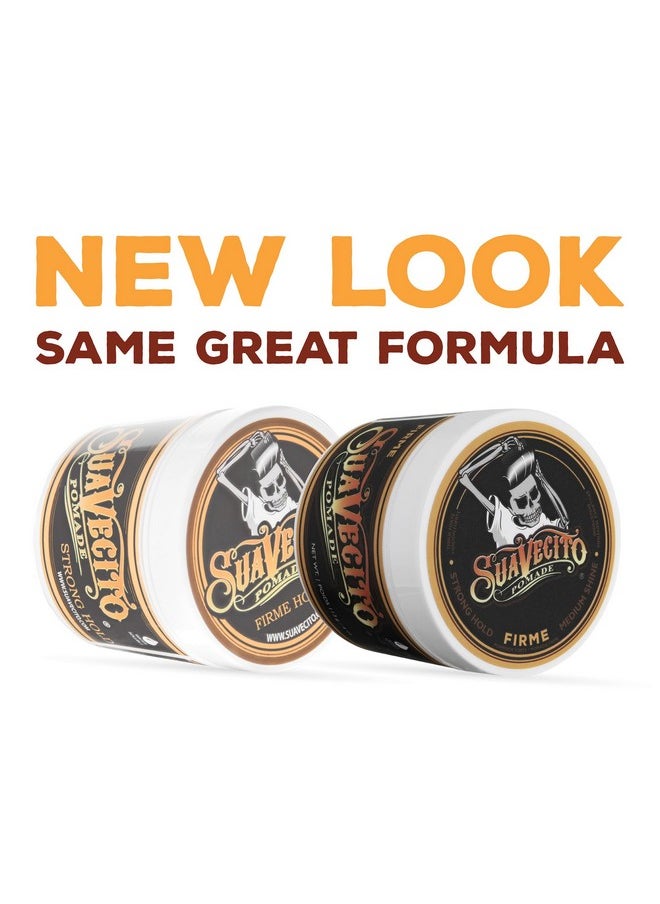Suavecito Pomade Firme (Strong) Hold 4 Oz, 1 Pack - Strong Hold Hair Pomade For Men - Medium Shine Water Based Flake Free Hair Gel - Easy To Wash Out - All Day Hold For All Hair Styles