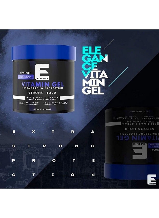 Elegance Vitamin Gel, 33.8 Oz, Infused with Vitamin Pro-VB-5, Strong Hold Gel, Maximum Hair Protection and Natural Long Lasting Shine