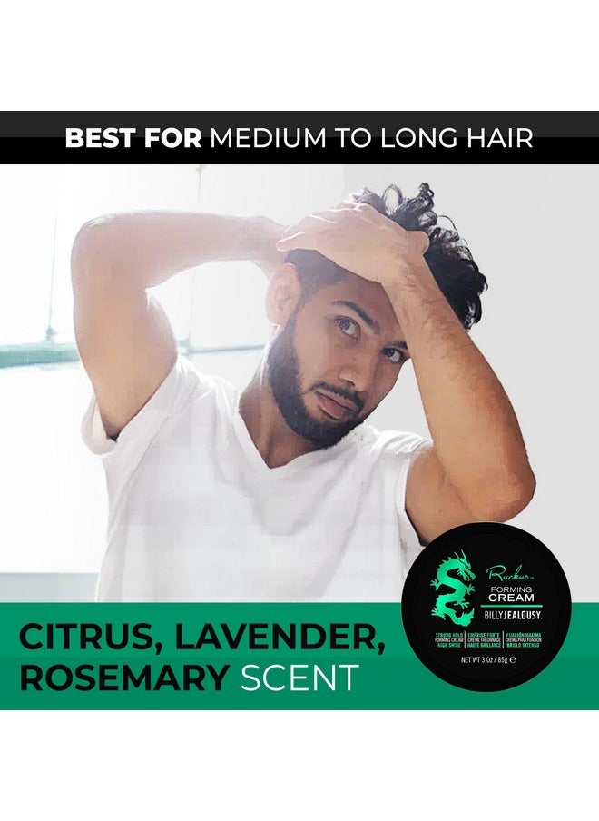 Billy Jealousy Ruckus Hair Forming Cream, Men's Styling Hair Cream For Strong Hold and High Shine, 3 Oz.