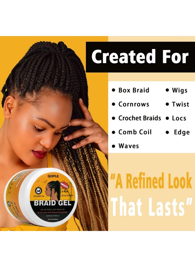 16 OZ Big Capacity Strong Hold Smoothing Gel for Twist, Locs, Braids, Edge, Cornrows - No Flake, Tames Frizz, High Shine, Easy to Use Braiding and Edge Control Gel