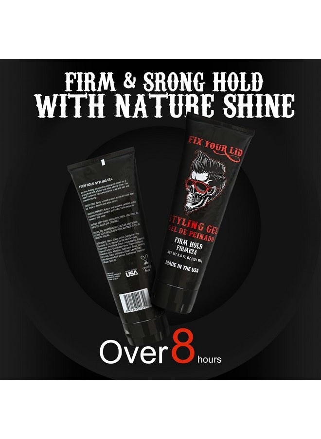 Fix Your Lid Styling Gel for Men's Hair - Firm Hold with Fuller Look - Strong Hold Gel for All Men`s Hair Types & Styles - Easy To Wash Out - 8.5 Oz