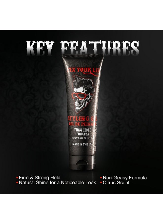 Fix Your Lid Styling Gel for Men's Hair - Firm Hold with Fuller Look - Strong Hold Gel for All Men`s Hair Types & Styles - Easy To Wash Out - 8.5 Oz