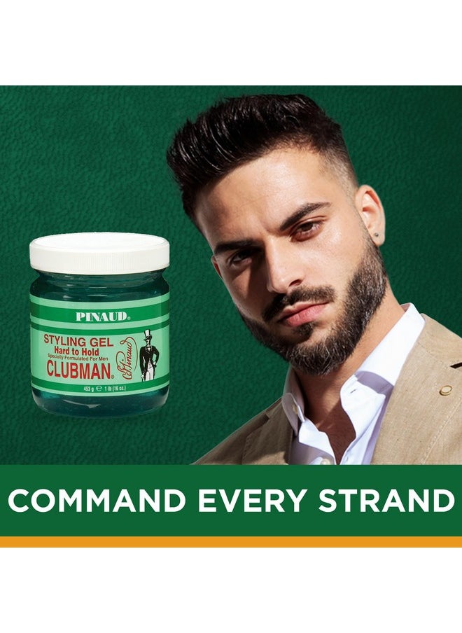 Clubman Pinaud Hard to Hold Styling Gel, Firm Hold with Incredible Shine, 16 oz