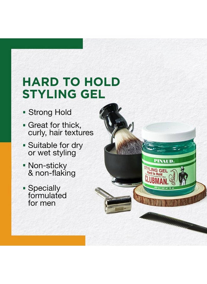 Clubman Pinaud Hard to Hold Styling Gel, Firm Hold with Incredible Shine, 16 oz