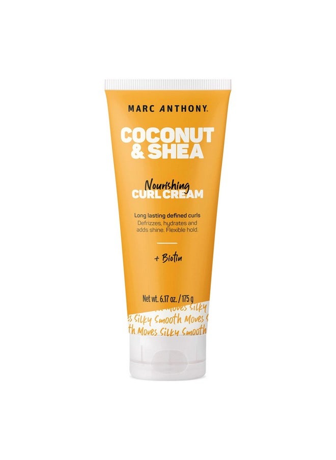Marc Anthony Nourishing Curl Cream, Coconut Oil & Shea Butter - Anti-Frizz Biotin Detangling Cream to Enhance Curls, Defrizz, Hydrate & Adds Shine - Color Safe & Sulfate Free Styling Product