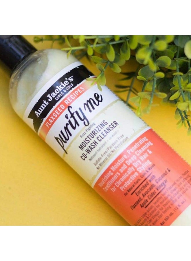 Aunt Jackie's Flaxseed Recipes Purify Me Frizz-Fighting Moisturizing Co-Wash Hair Cleanser for Chronically Dry Hair and Protective Styling, 12 Fl Oz