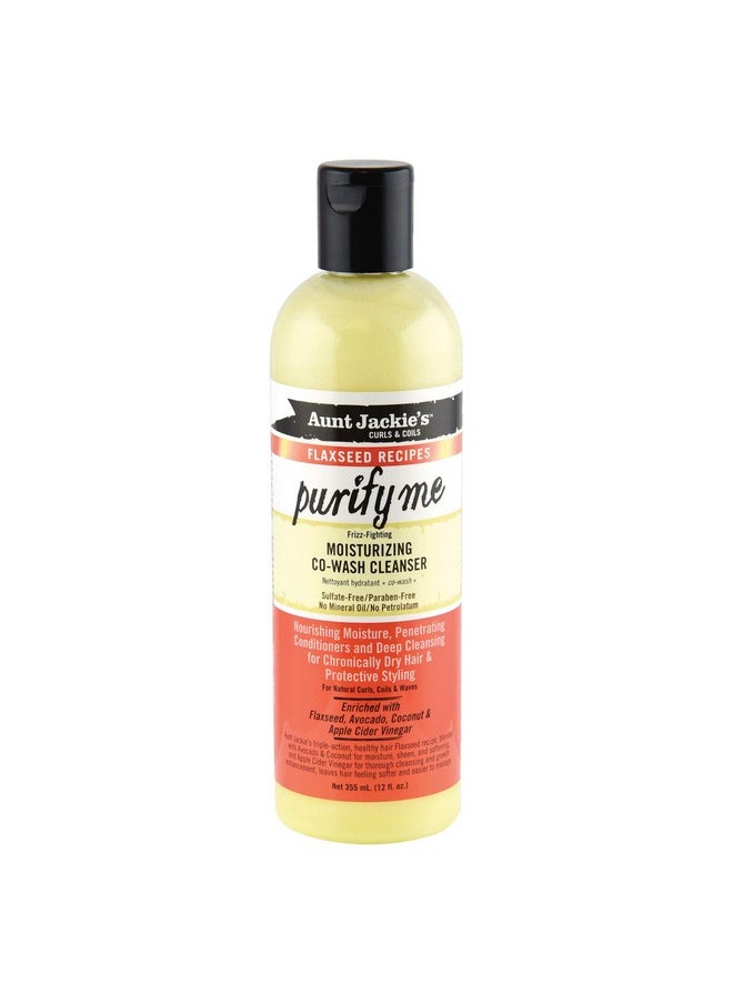 Aunt Jackie's Flaxseed Recipes Purify Me Frizz-Fighting Moisturizing Co-Wash Hair Cleanser for Chronically Dry Hair and Protective Styling, 12 Fl Oz