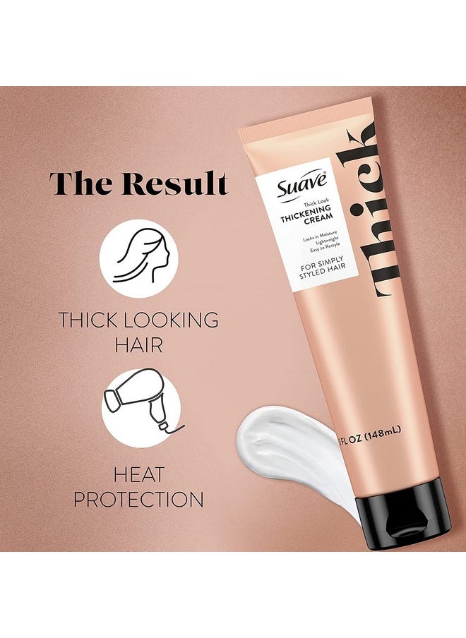 Suave Simply Styled Thickening Hair Cream - Heat Protectant for Hair, Styling and Blow Dry Cream, 5 Oz Ea (Pack of 2), 10.0 Fl Oz