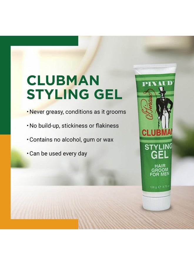 Clubman Pinaud Styling Gel Hair Groom for Men, Conditioning, Non-Greasy, 3.75 Fl Oz