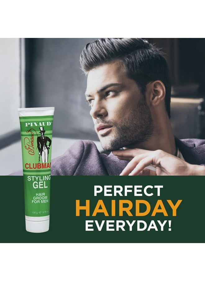 Clubman Pinaud Styling Gel Hair Groom for Men, Conditioning, Non-Greasy, 3.75 Fl Oz