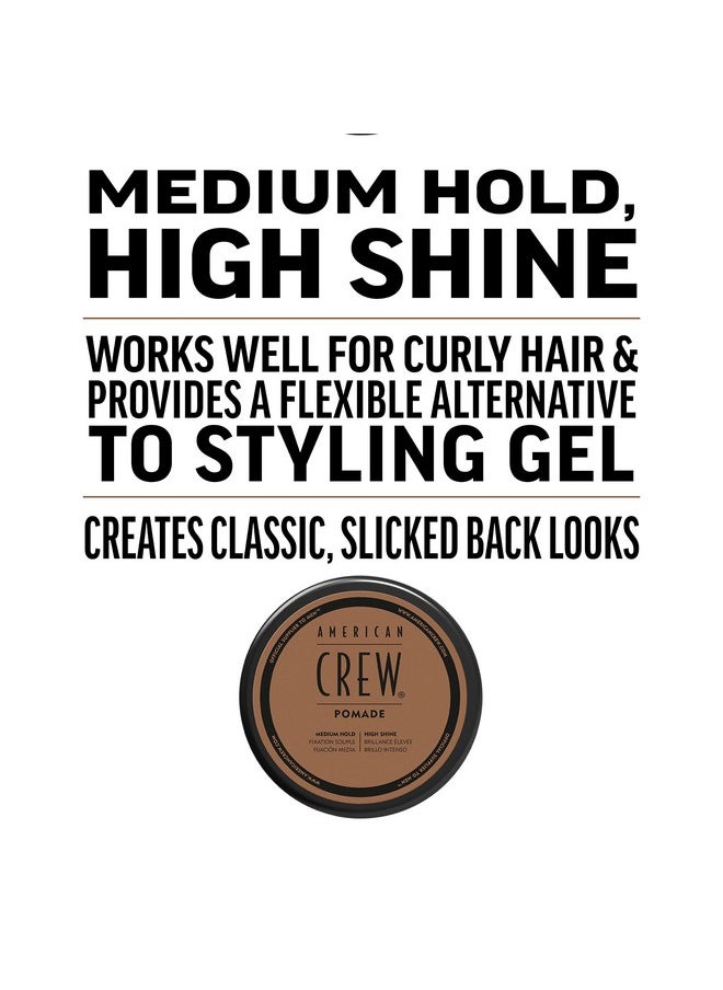American Crew Men's Hair Pomade, Like Hair Gel with Medium Hold & High Shine, 3 oz