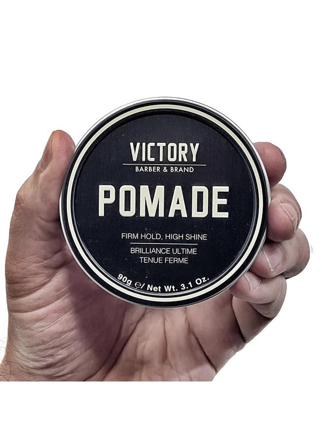 Victory Barber & Brand Pomade for Men, 3.1 Ounce, Water Based Pomade for Men, High Shine Hair Wax for Men, Strong Hold Pomade, Made in USA