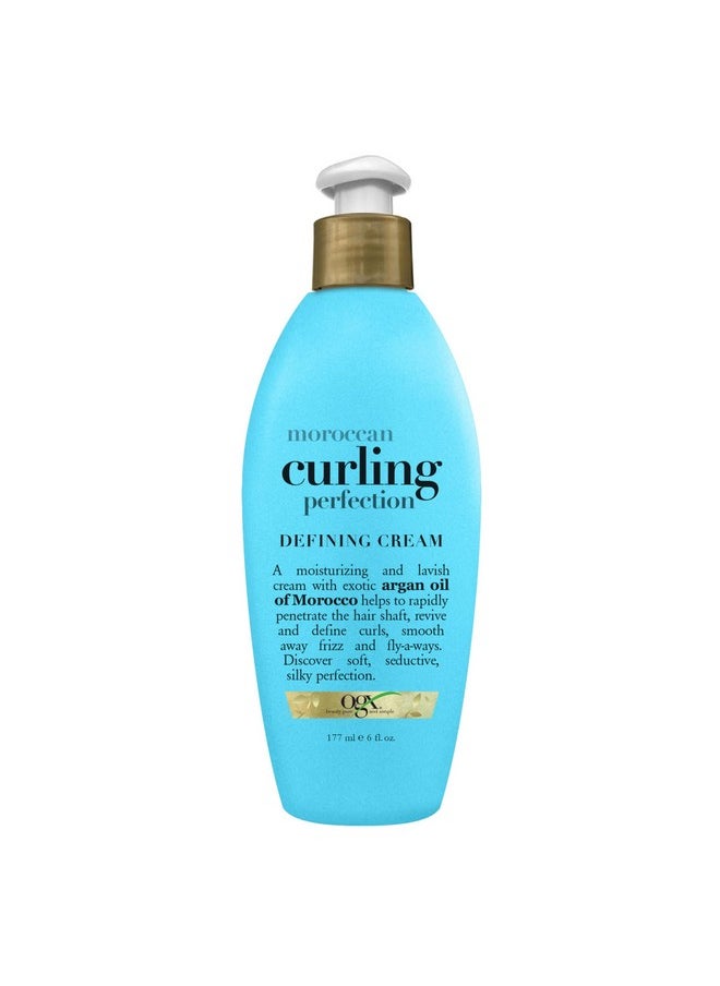 OGX Argan Oil of Morocco Curling Perfection Curl-Defining Cream, Hair-Smoothing Anti-Frizz Cream to Define All Curl Types & Hair Textures, Paraben-Free, Sulfated-Surfactants Free, 6 oz