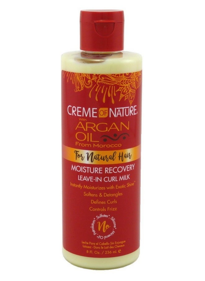 Creme of Nature, Argan Oil Moisture Recovery Leave In Curl Milk, Argan Oil of Morocco, Softens & Defines Curls, 8 Fl Oz