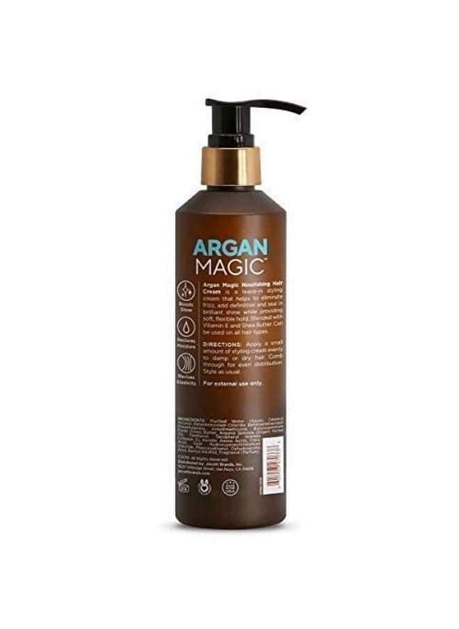 Argan Magic Nourishing Hair Cream - Hydrates, Conditions, and Eliminates Frizz for All Hair Types | Seals in Shine | Made in USA, Paraben Free, Cruelty Free (8.5 oz)