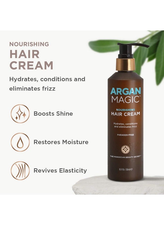 Argan Magic Nourishing Hair Cream - Hydrates, Conditions, and Eliminates Frizz for All Hair Types | Seals in Shine | Made in USA, Paraben Free, Cruelty Free (8.5 oz)