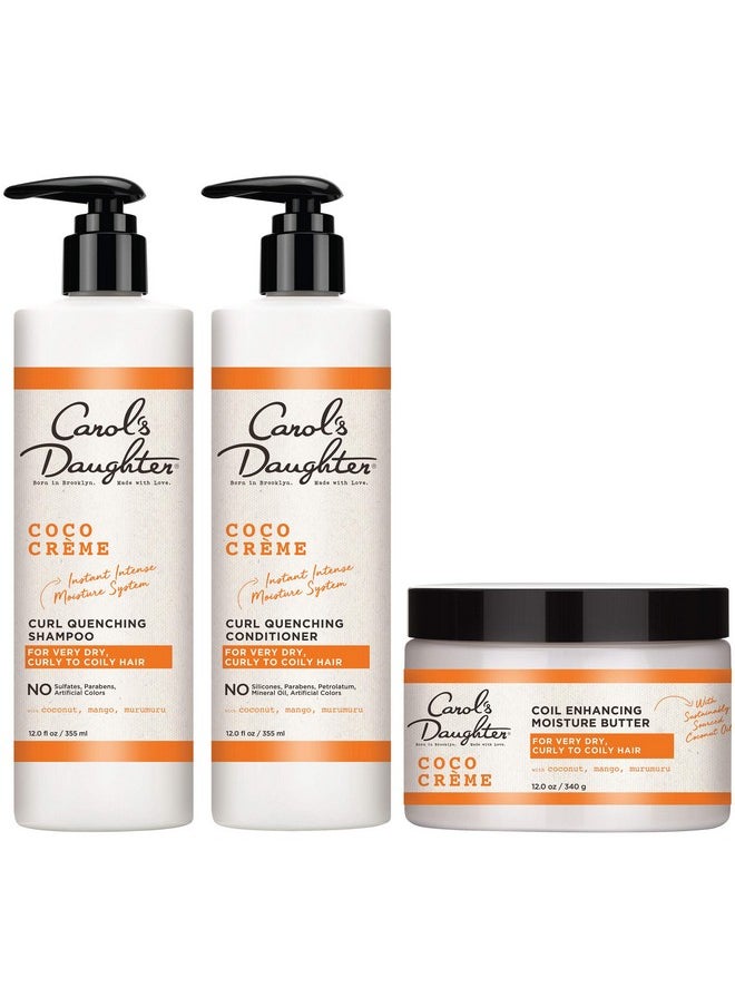 Carol’s Daughter Coco Creme Sulfate Free Shampoo and Conditioner Set with Silicone Free Hair Butter, for Very Dry Curly Hair, with Coconut Oil and Mango Butter