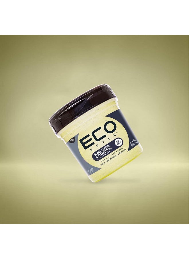 Eco Style Black Castor and Flaxseed Oil Styling Gel - Helps Nourish and Repair Damaged Hair - Promotes Healthy Scalp - Provides Superior and Weightless Hold - Delivers Long Lasting Shine - 8 oz