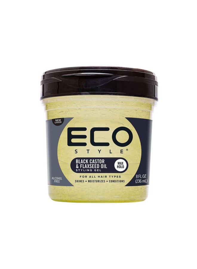 Eco Style Black Castor and Flaxseed Oil Styling Gel - Helps Nourish and Repair Damaged Hair - Promotes Healthy Scalp - Provides Superior and Weightless Hold - Delivers Long Lasting Shine - 8 oz