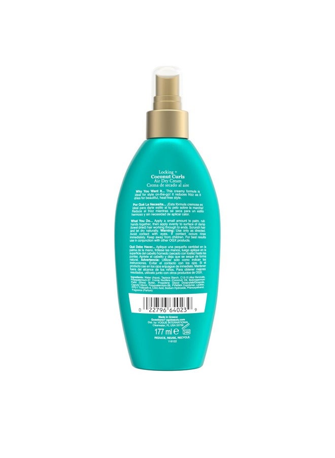 OGX Locking + Coconut Curls Air Dry Cream, No Parabens, 6 oz