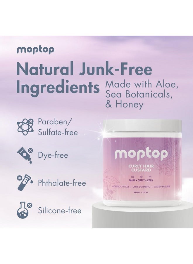 MopTop Curly Hair Custard Gel for Waves, Coils & Kinks - Anti-Frizz Curl Moisturizer, Definer & Lightweight Activator with Aloe, Great for Dry Hair, 8oz