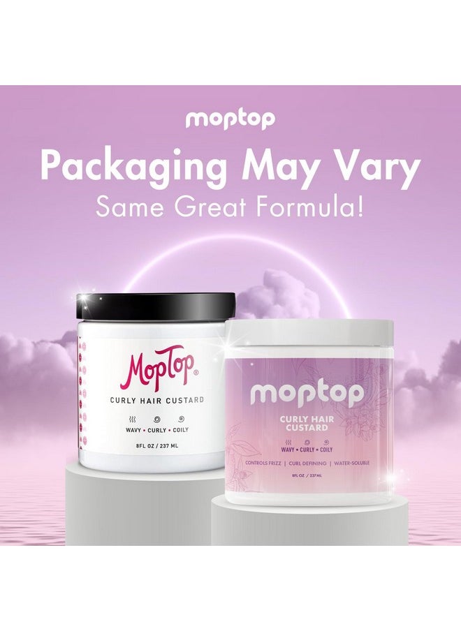 MopTop Curly Hair Custard Gel for Waves, Coils & Kinks - Anti-Frizz Curl Moisturizer, Definer & Lightweight Activator with Aloe, Great for Dry Hair, 8oz