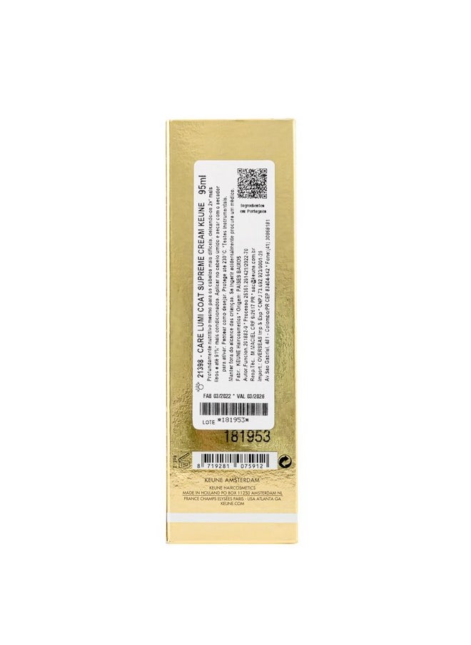 KEUNE Care Lumi Coat Supreme Cream, Moisturizing & Shine-Enhancing Treatment for All Hair Types, 6.8 Fl Oz