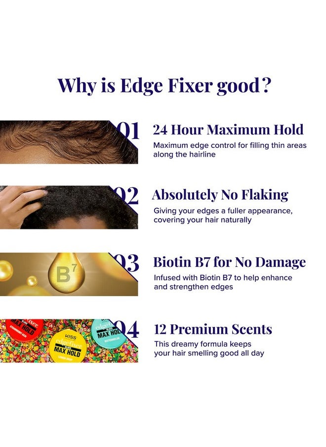 Red by Kiss Edge Fixer 24 Hour Maximum Hold Edge Wax No Flaking Biotin B7 Infused Hair Gel 1.01 fl.oz