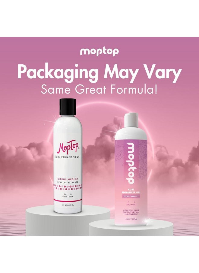 MopTop Curl Enhancer Gel, Reduces Frizz, Natural Ingredients, Kinky-Coily Curly Hair Gel, Made w/ Aloe, Sea Botanicals & Honey, (Citrus Medley, 8oz)