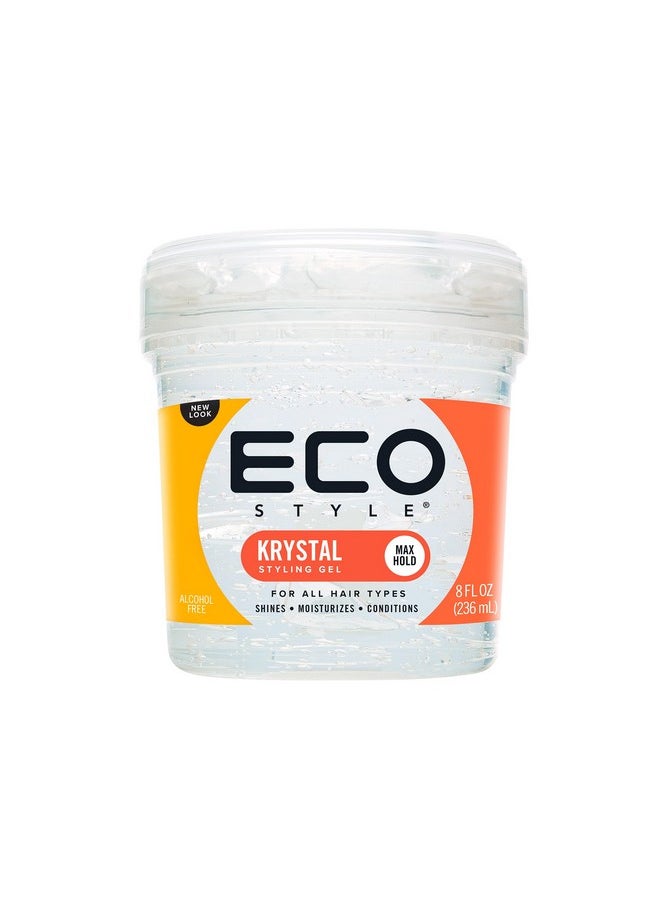 Eco Style Krystal Styling Gel - Adds Body and Shine to all Styles - Moisturizes and Maintains Healthy Hair - Strong, Weightless Hold - Ideal for any Hair Type and Color - Leaves No Residue - 8 oz