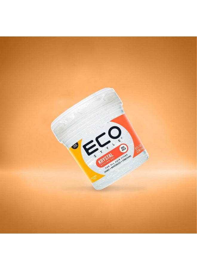 Eco Style Krystal Styling Gel - Adds Body and Shine to all Styles - Moisturizes and Maintains Healthy Hair - Strong, Weightless Hold - Ideal for any Hair Type and Color - Leaves No Residue - 8 oz