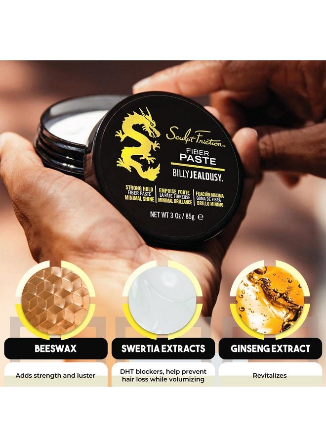 Billy Jealousy Sculpt Friction Fiber Hair Paste for Men, Adds Volume & Texture with Touchable Hold & Low Shine, Hair Product for Fine or Thinning Hair, 3 Oz