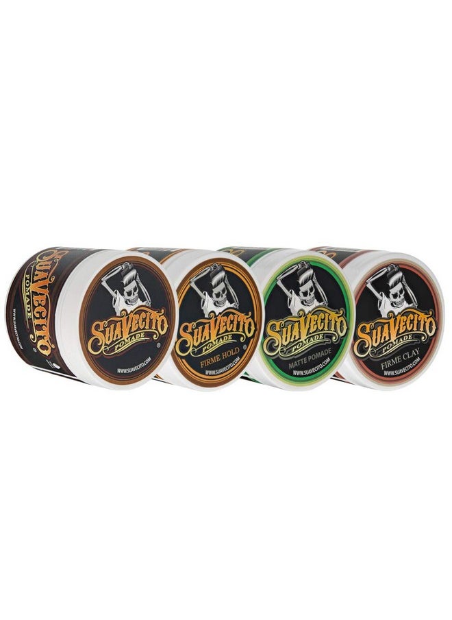 Suavecito Pomade Variety 4 Pack (OG, Firme (Strong), Matte, Clay Pomades) All Day Hold For All Hair Styles